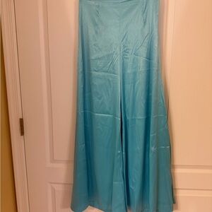Chic Women's Wide Leg Satin Pants in turquoise Light Blue